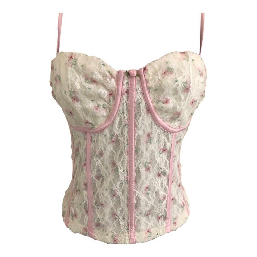 Pretty Garbage off-white & pink lace corset style top size medium brand new - Picture 8 of 14